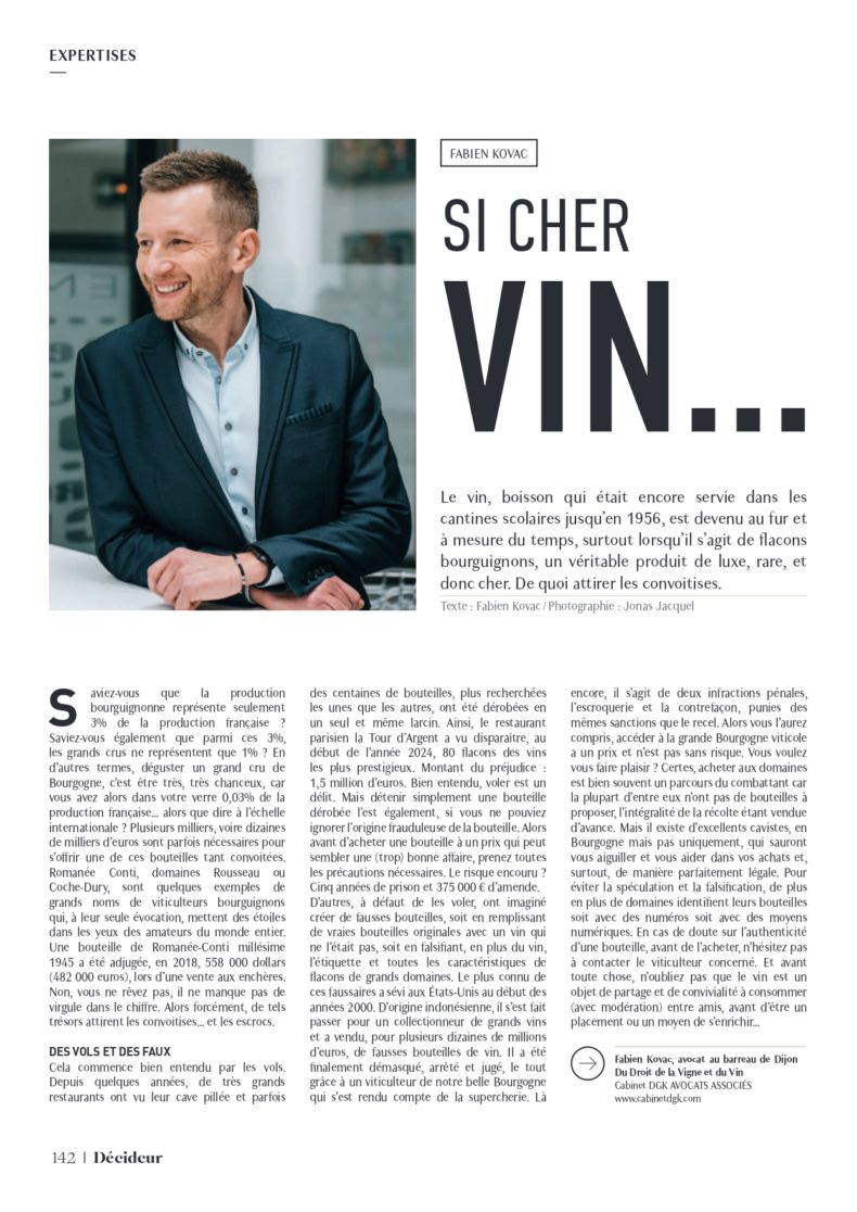 MAGAZINE DÉCIDEUR : SI CHER VIN…